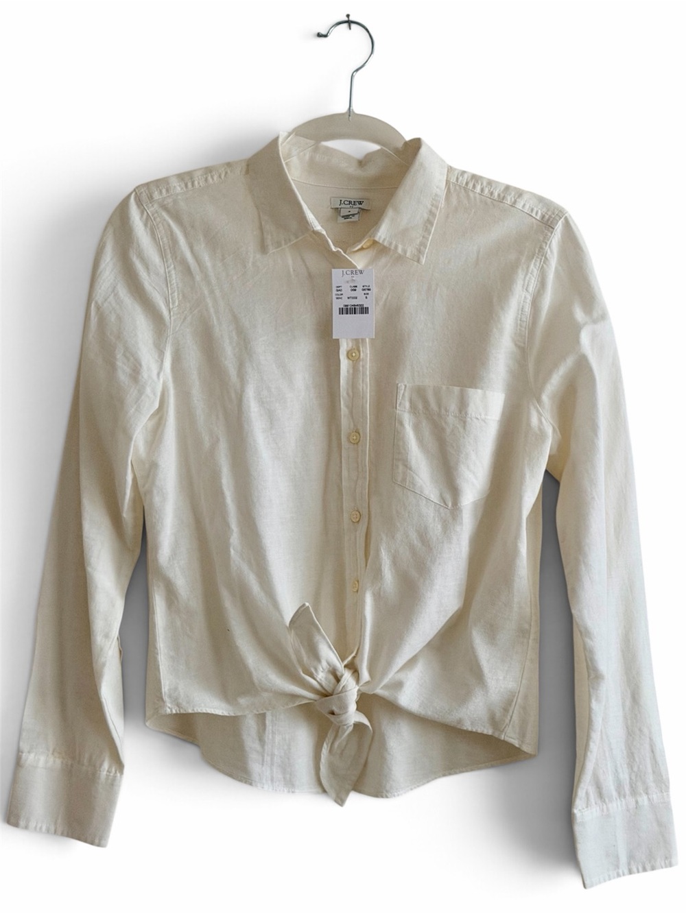 J. Crew Cream Tie-Front Button-Down Shirt